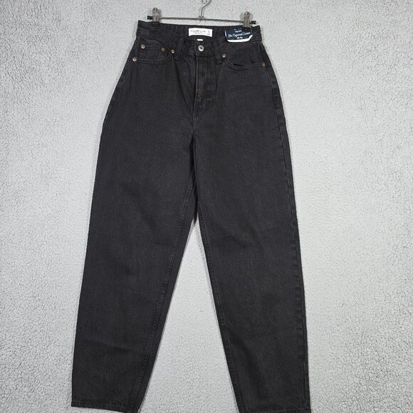 Abercrombie & Fitch Jeans Size 25/0R Black Tapered Loose High Rise Curve Love - Picture 1 of 12